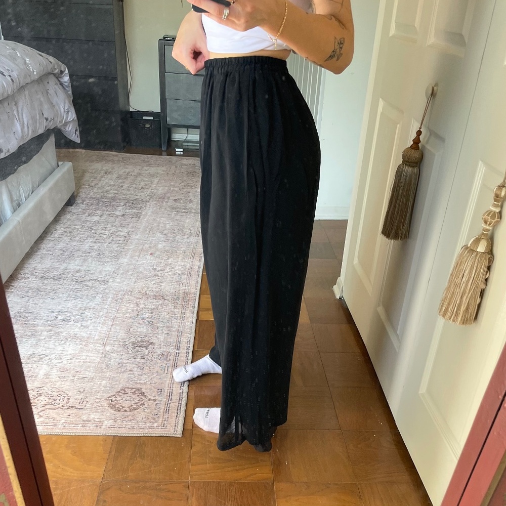Vintage 1990 black rayon lined pants w elastic waist